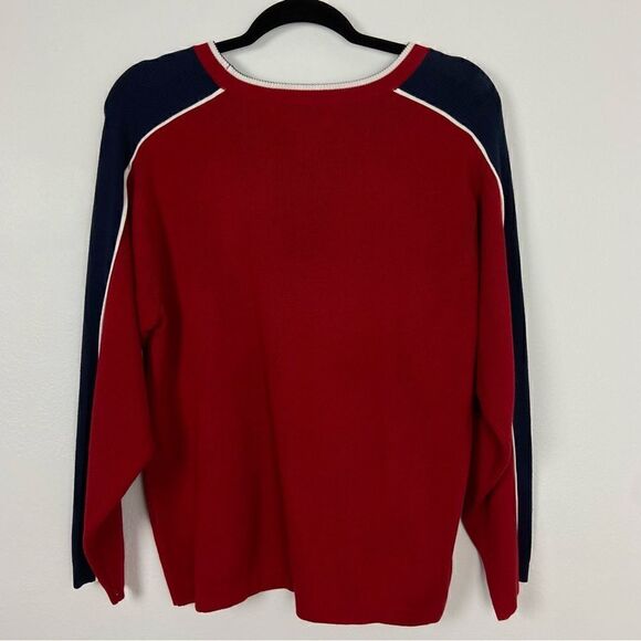 Calvin Klein Men’s Y2K Red White Blue Ribbed Knit Sweater Casual Cozy Large - Picture 2 of 12
